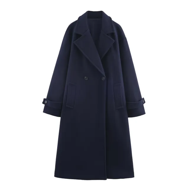 Womens Loose Elegant And Minimalist Long Coat Blue - Shop at LoveMi