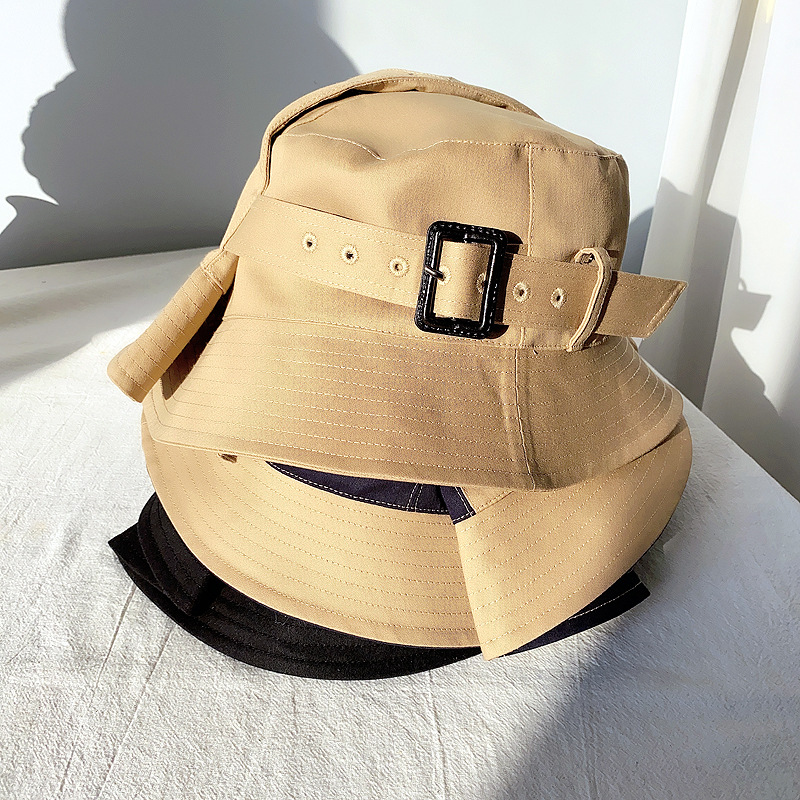 Fisherman Cotton Hat Women's Overalls Wind Bucket Hat Trench Coat Hem