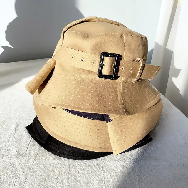 Fisherman Cotton Hat Women's Overalls Wind Bucket Hat Trench Coat Hem Khaki - Shop at LoveMi