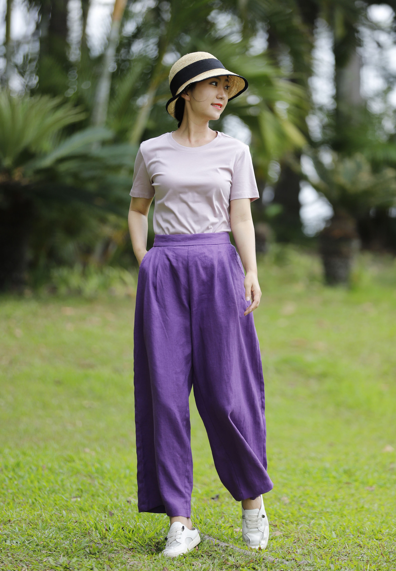 Title 5, Linen Wide Leg Pants New Multi-color Mid-waist ...