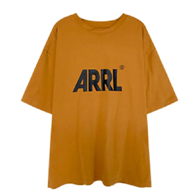 Loose Mid length Short Sleeve Round Neck Base T shirt Orange - Shop at LoveMi