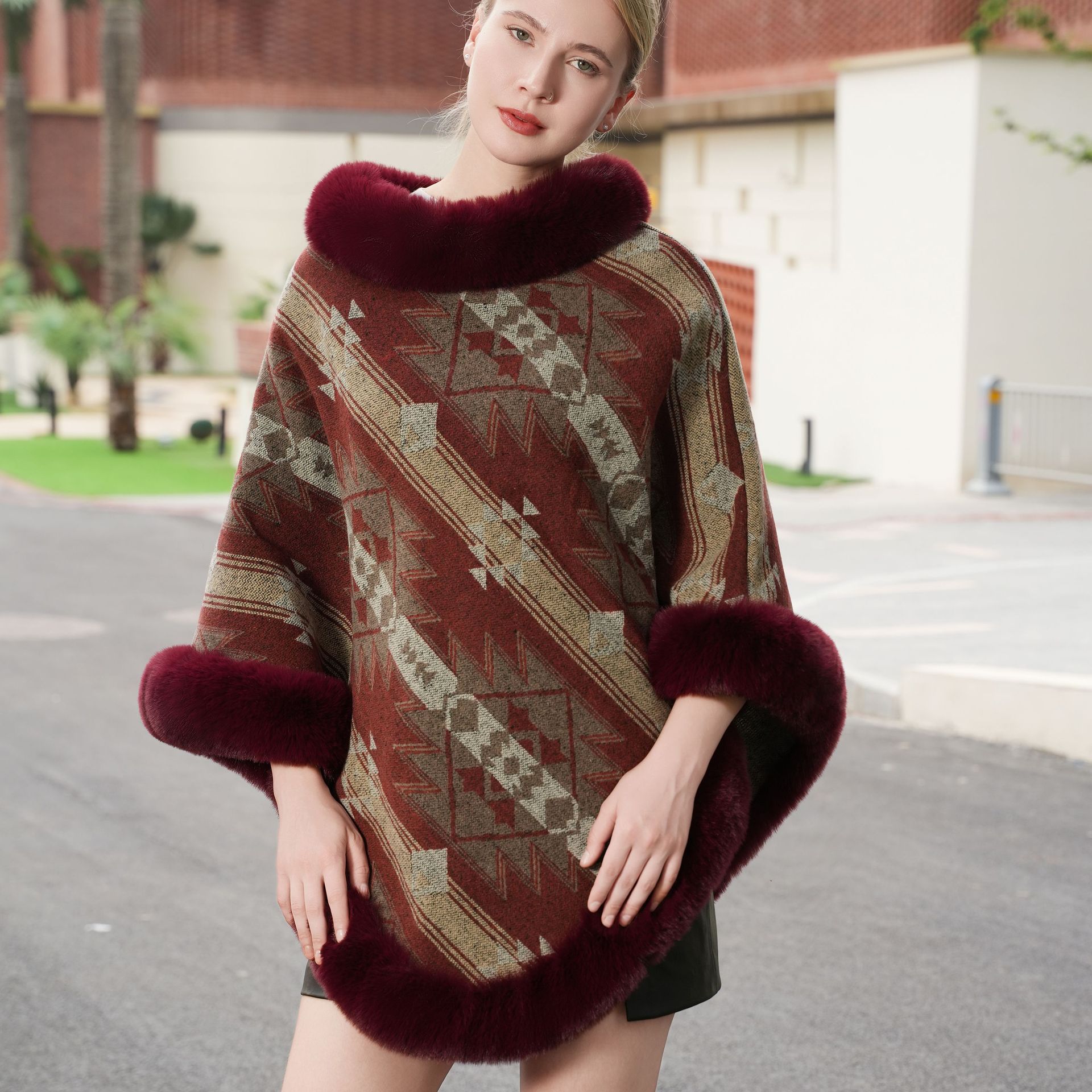 New Knitted Thermal Head Cover Cape Elegant Shawl - Image 7