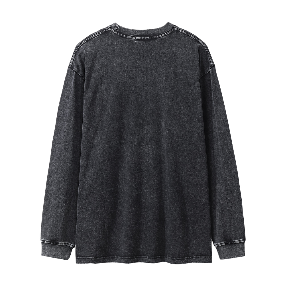 Facial Expression Bag Spoof Printed Distressed Long Sleeves