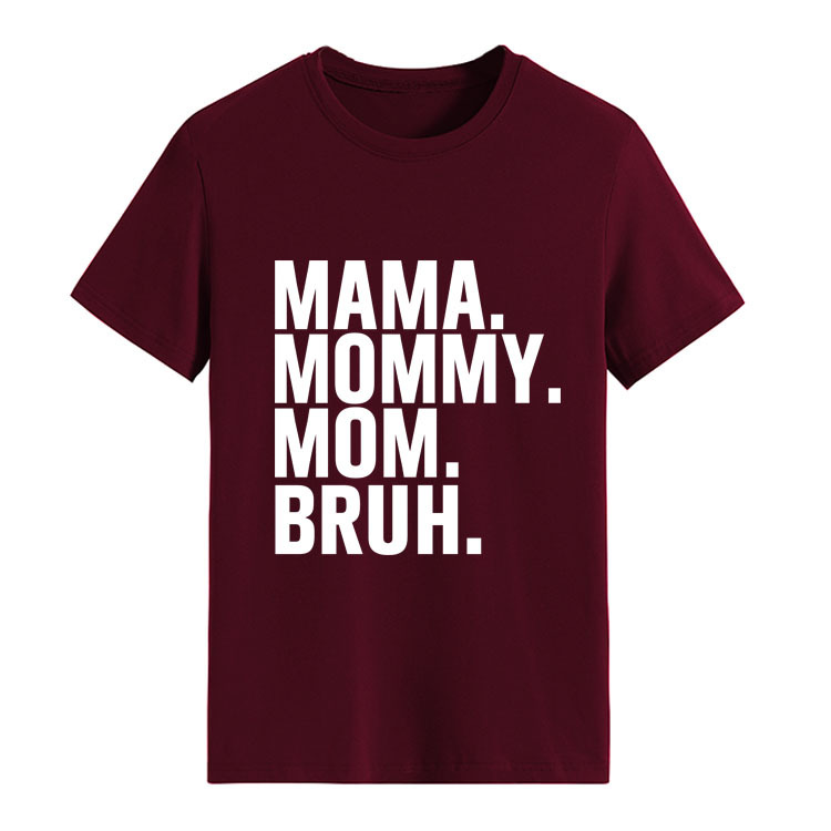 Letter Fashion Round Neck Women's Short Sleeve T shirt Cross border Foreign Trade Wine - Shop at LoveMi