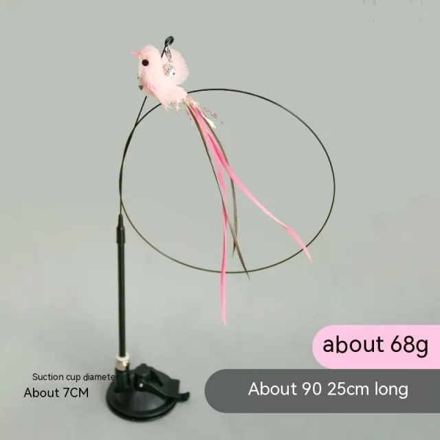 Simulation Bird Sucker Feather Long Steel Wire Long Brush Holder Teasing Cat Stick Replacement Head Cat Toy Pet Fan Bird - Shop at LoveMi
