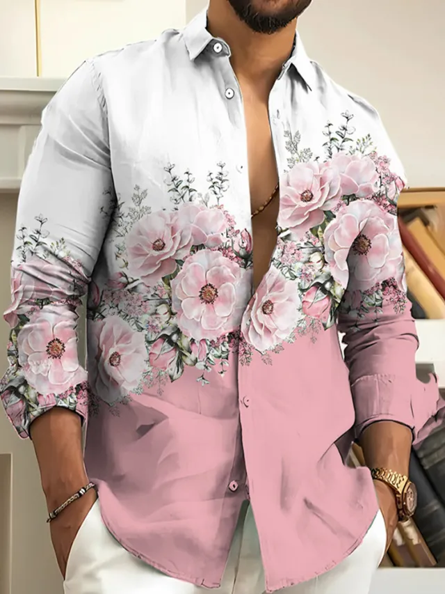 Lapel Bamboo Linen Men's Casual 3D Printing Long Sleeve Shirt Top Zjmcs101S9651869 Xxxxl - Shop at LoveMi