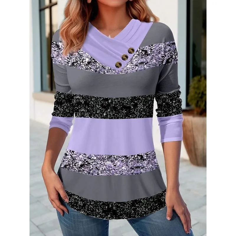 Autumn And Winter New Fashion Printed Casual Long Sleeve - Purple