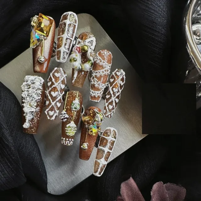 Pancake House Christmas Expensive Advanced Manicure As Shown In Figure A - Shop at LoveMi