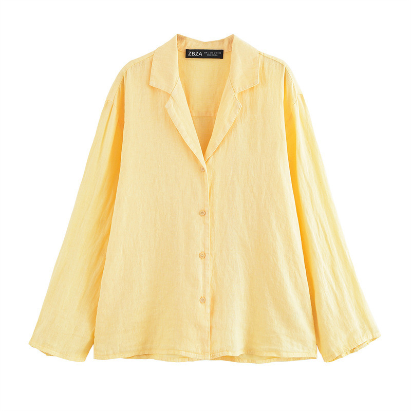 Summer New Polo Collar Single-breasted Long Sleeve Shirt Casual Pants Suit Women