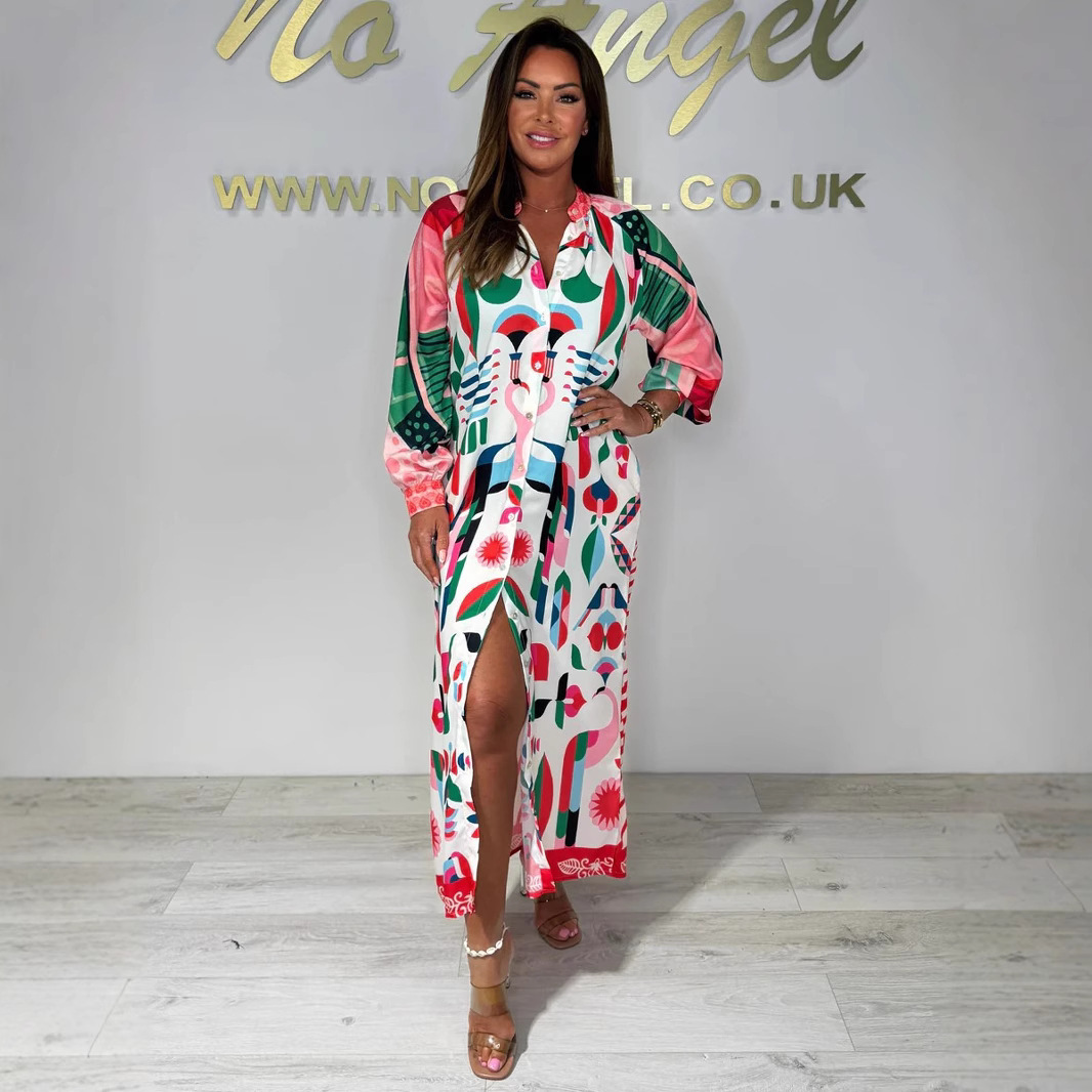 European And American Style Flower Print Clothing Style Dress