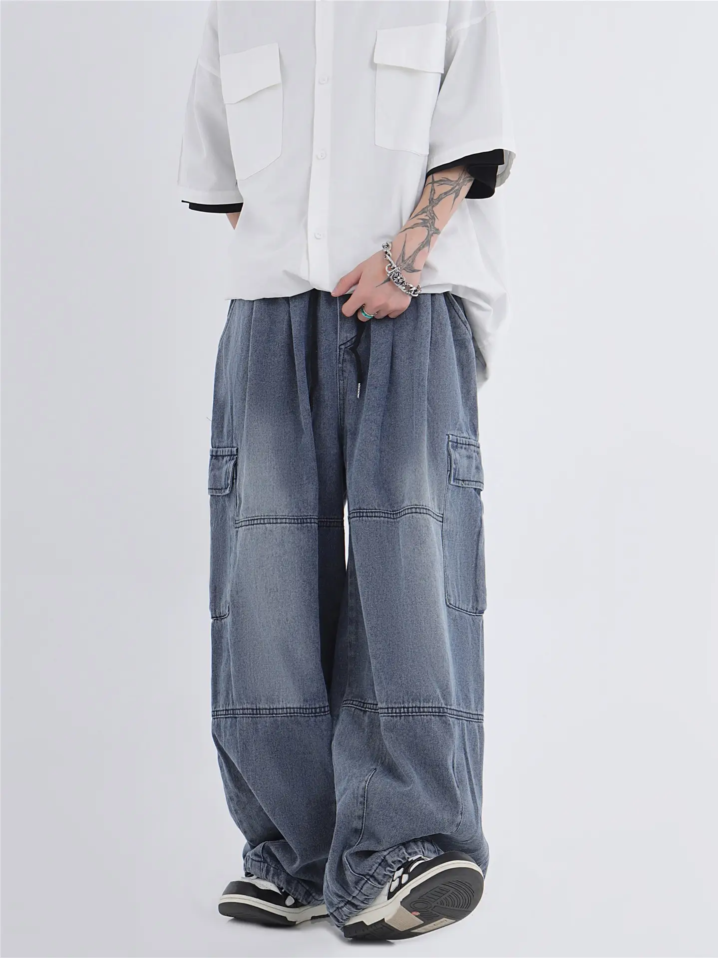 Loose Wide-leg Work New Washed Profile Jeans
