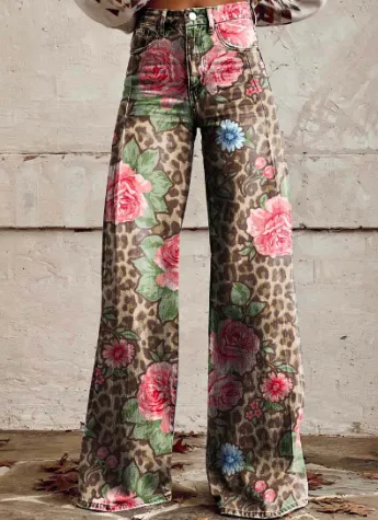 Thin Faux Denim Wide-leg Pants - Awp1A242411M-S
