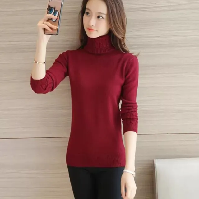 Thickened Slim Fit Slimming Sweater Wine Red - Shop at LoveMi