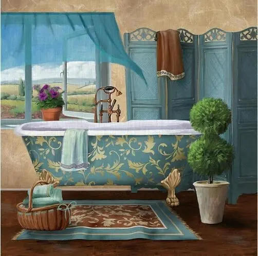 Modern Retro Bathroom Canvas Painting Mural Poster Wall – image 10