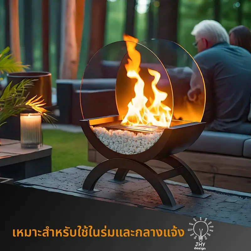 Indoor Warm Watching Fireplace Flame Villa Courtyard
