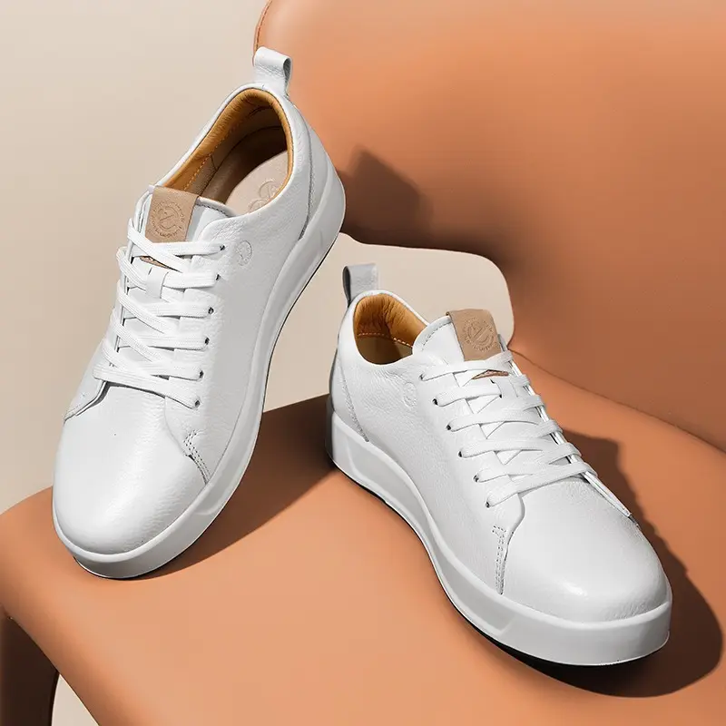 Casual Leather Shoes Comfortable And Versatilemens White