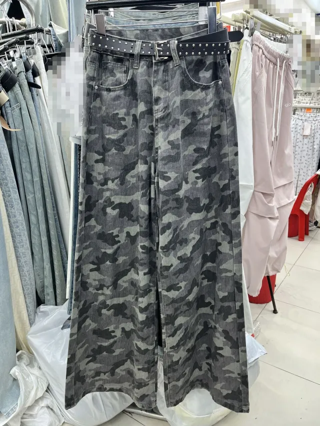 Design Sense Camouflage Cargo Pants High Waist Loose And Slimming Drape Sense Camouflage No Belt L - Shop at LoveMi