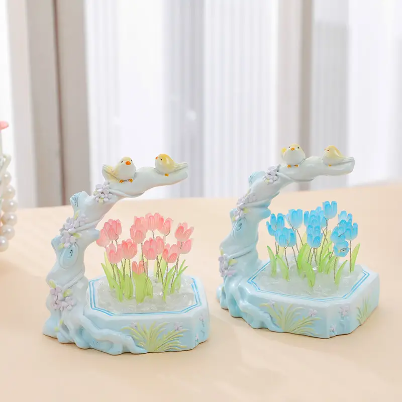 Creative Desktop Resin Craft Ornament Decorative Night Light Tulip DIY Material Package