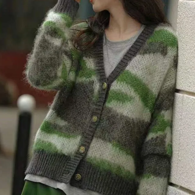 Women's Retro Sweet Style Loose Long sleeved Knitted Cardigan Sweater Coat Picture Color Average Size - Shop at LoveMi