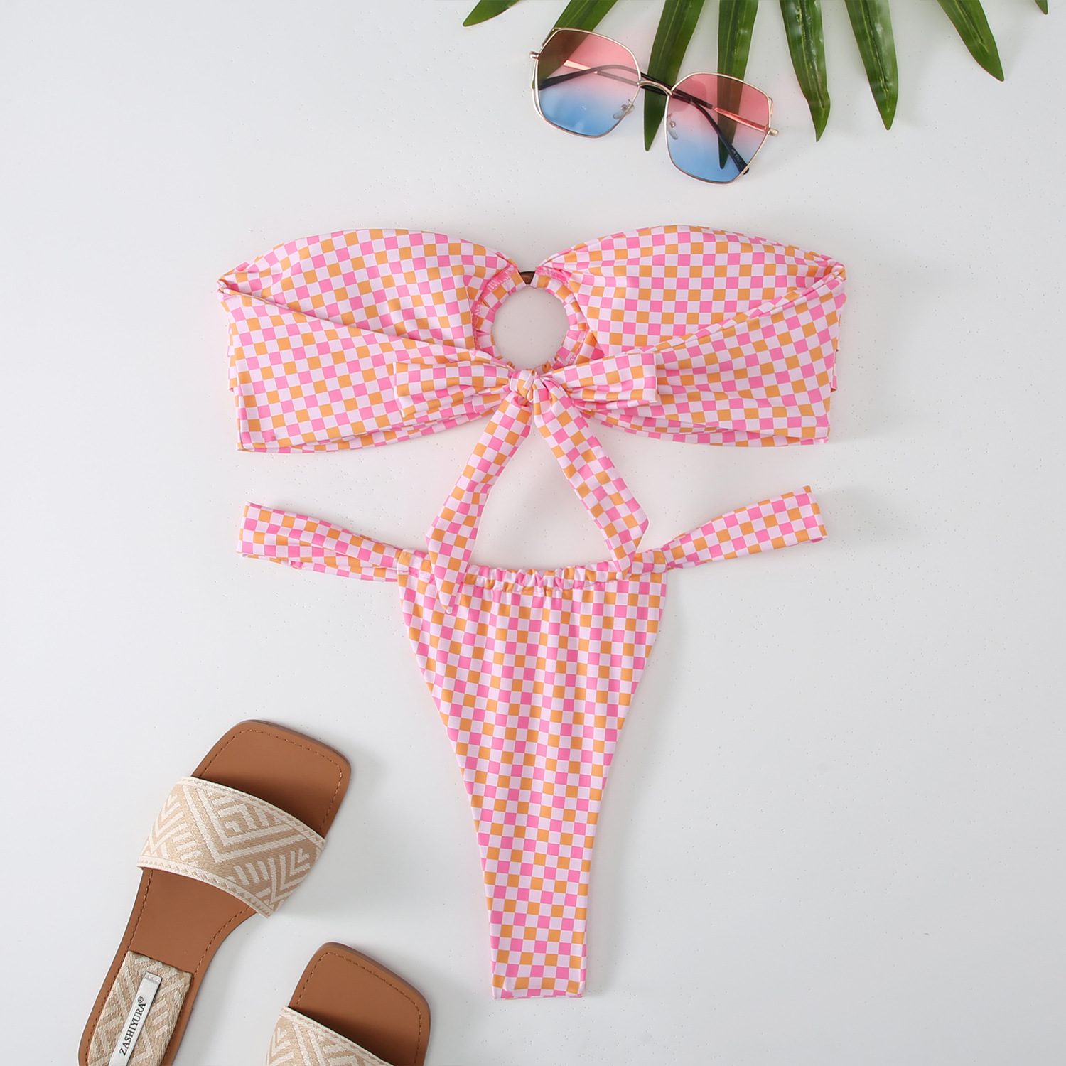 Women's Printed Tube Top Ring Bikini Swimsuit - Image 15