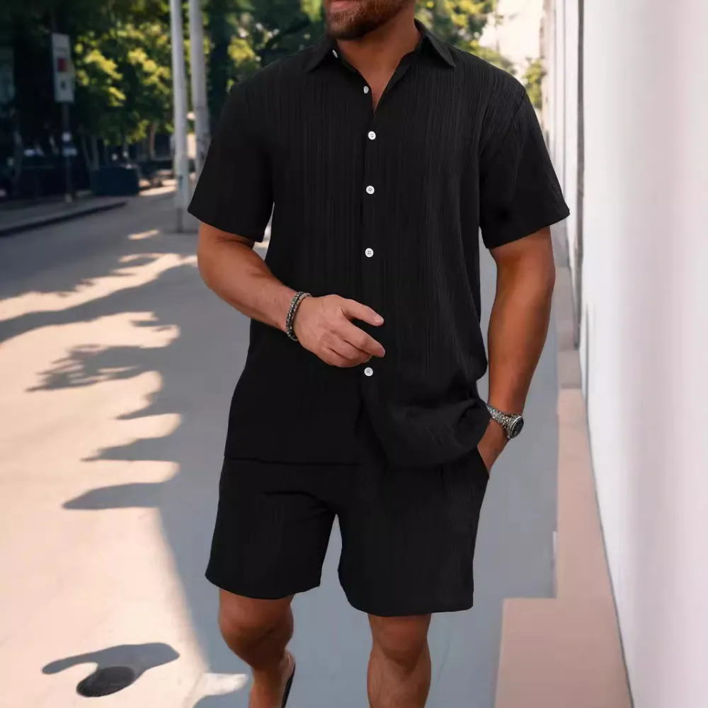 Shirt Casual Loose Short Sleeves Trousers Beach Suit