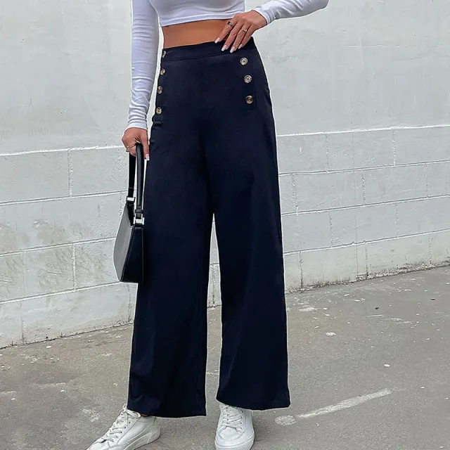 Women's Slim Fit Solid Color Casual Pants Black - Shop at LoveMi