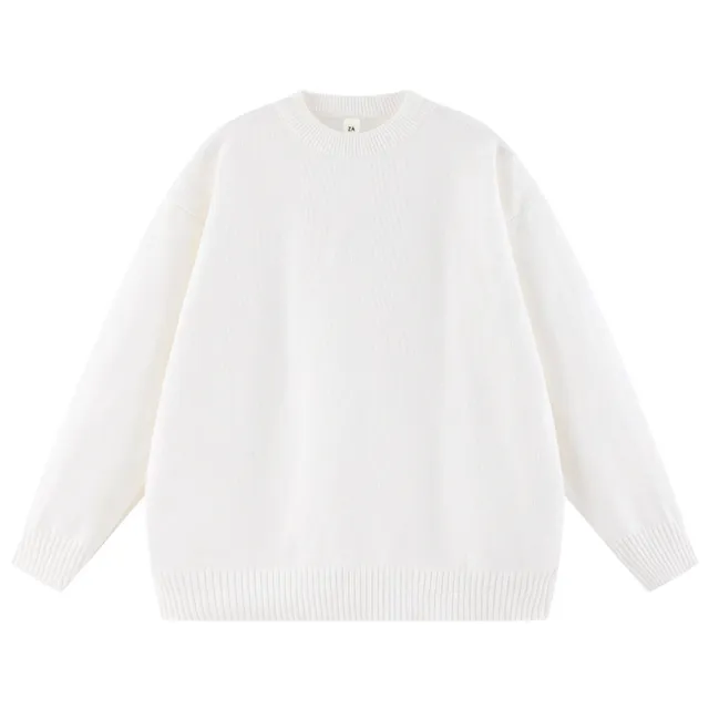 Women's Autumn And Winter Solid Color Loose Sweater White - Shop at LoveMi