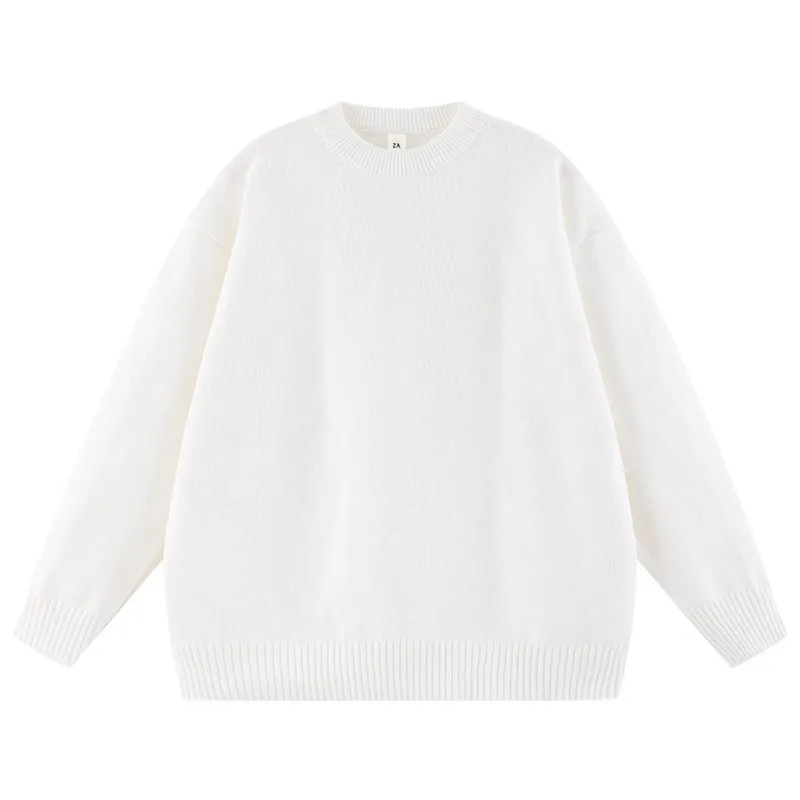 Women's Autumn And Winter Solid Color Loose Sweater - White