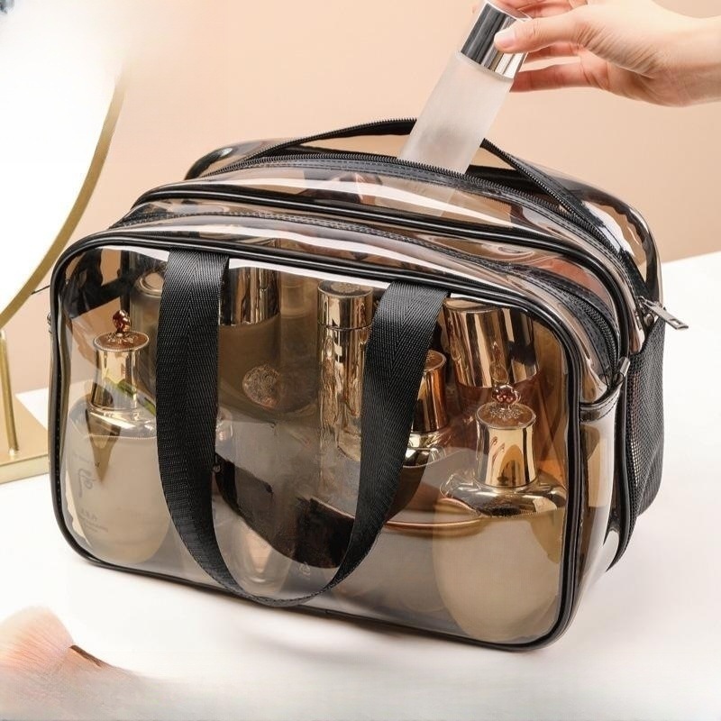 Large-Capacity Portable Transparent Toiletry Bag With Dry-Wet Separation For Travel