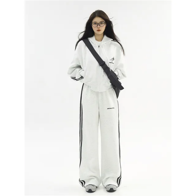 American Fashion Fried Street Sports Suit Light Gray Suit - Shop at LoveMi