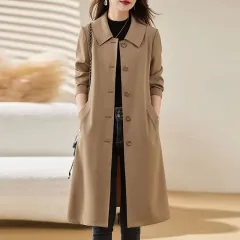 Mid-Length Spring And Autumn New Versatile Trench Thin Coat - Camel With Lining - View 1