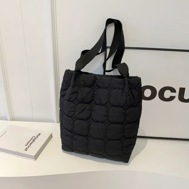 Women's Cotton padded Fashionable Simple Handbag Black - Shop at LoveMi