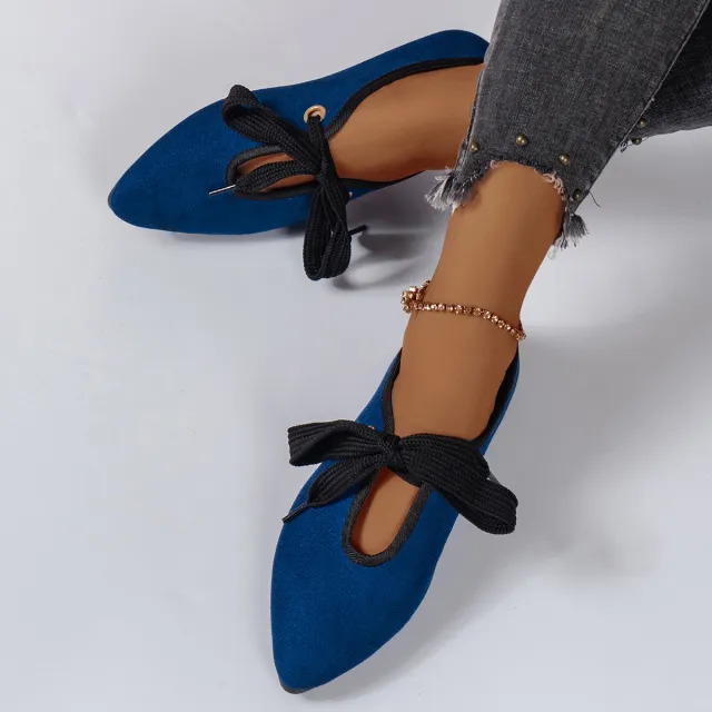 Low cut Pumps Flat Casual Shoes Bow Blue - Shop at LoveMi