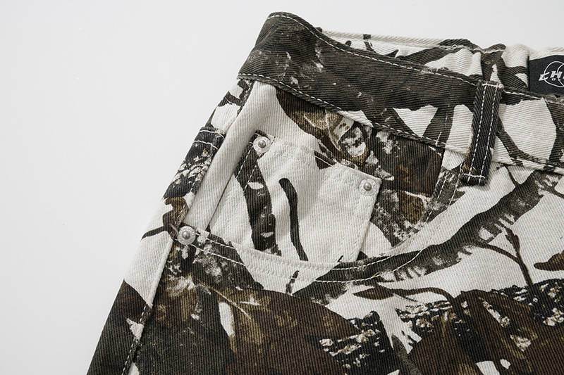 Loose American Retro Camouflage Workwear Wide Leg Pants - Image 6