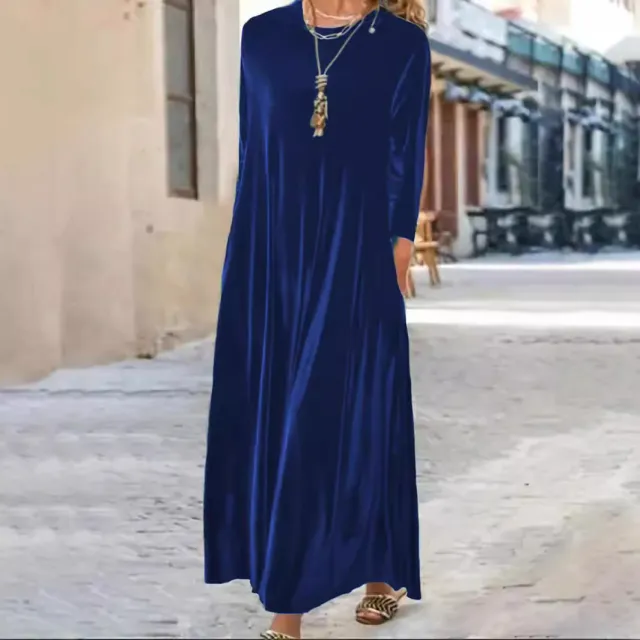 New Thick And Elegant Velvet Women's Dress Blue - Shop at LoveMi