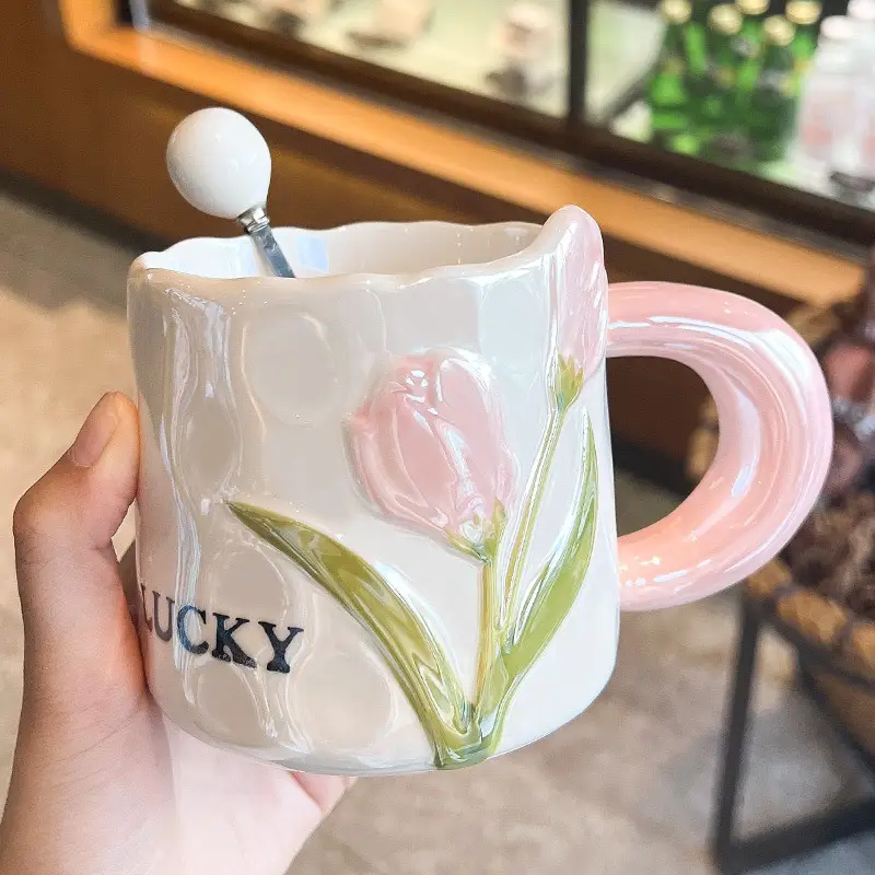 Creative Tulip Ceramic Cute High Appearance Gift Couple Coffee Mug