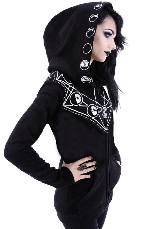 Long Sleeve Black Printed Hoodie