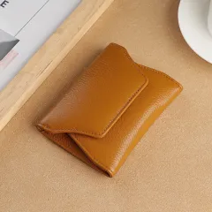 Japanese Coin Purse Cowhide Multi-functional Small Leather Card Holder - Brown - View 1