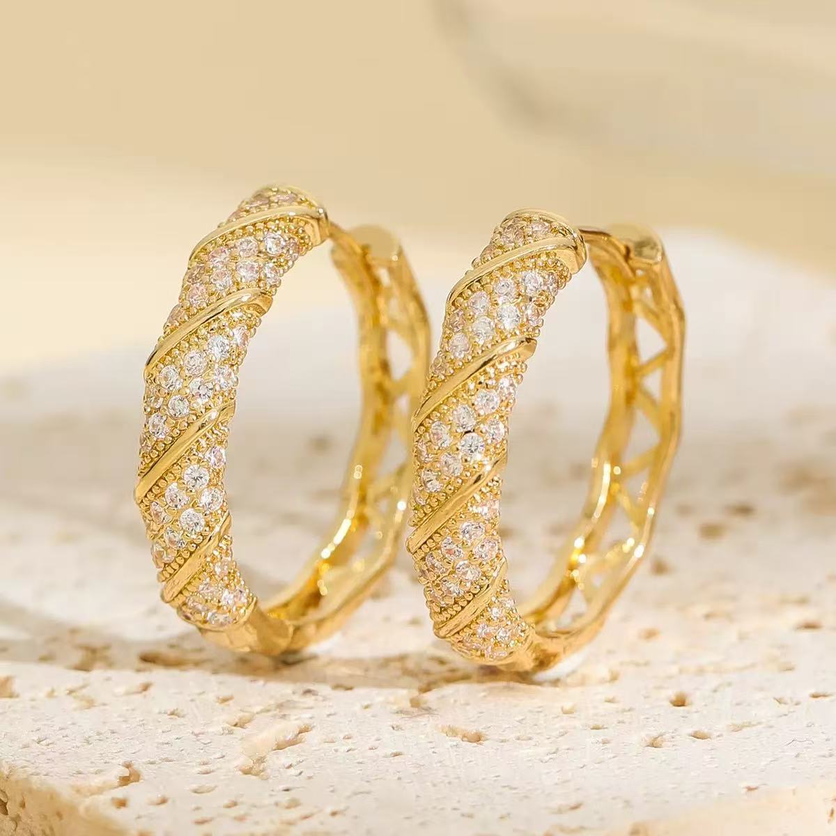 Cross-border Best-selling Full-diamond Earrings For Women