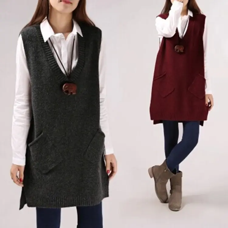Loose Slimming Versatile Plus-Size V-Neck Knitted Sweater