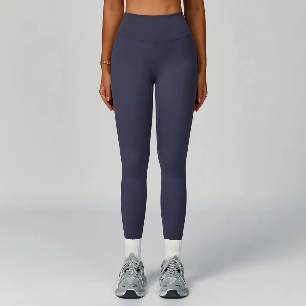 Eco-friendly Recycled High Waist Tights Outdoor Running Yoga Pants - Blue Gray
