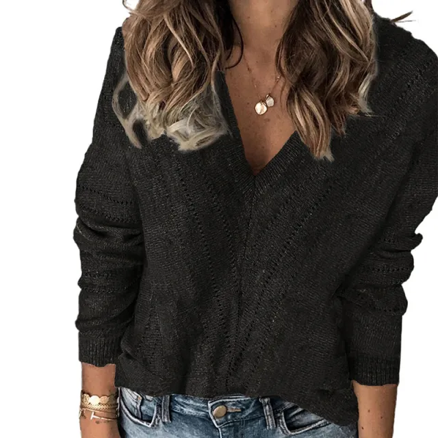 Casual V neck Loose Sweater Women Lc272144 102 L - Shop at LoveMi