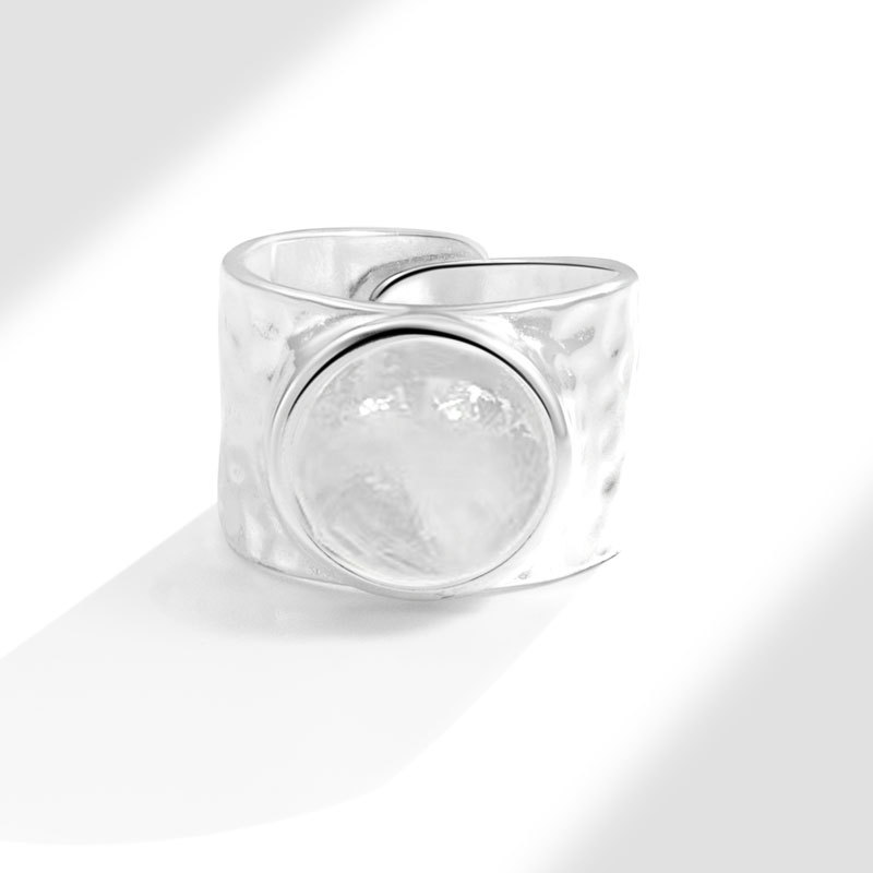 Inlaid Natural Crystal Texture Open Ring