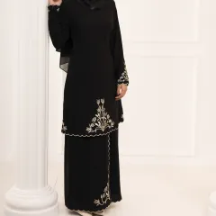 Malay Middle East Exquisite Embroidery Suit Women - Black - View 1