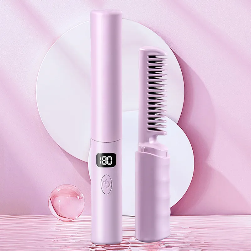 LCD Charging Portable Straight Comb - Purple