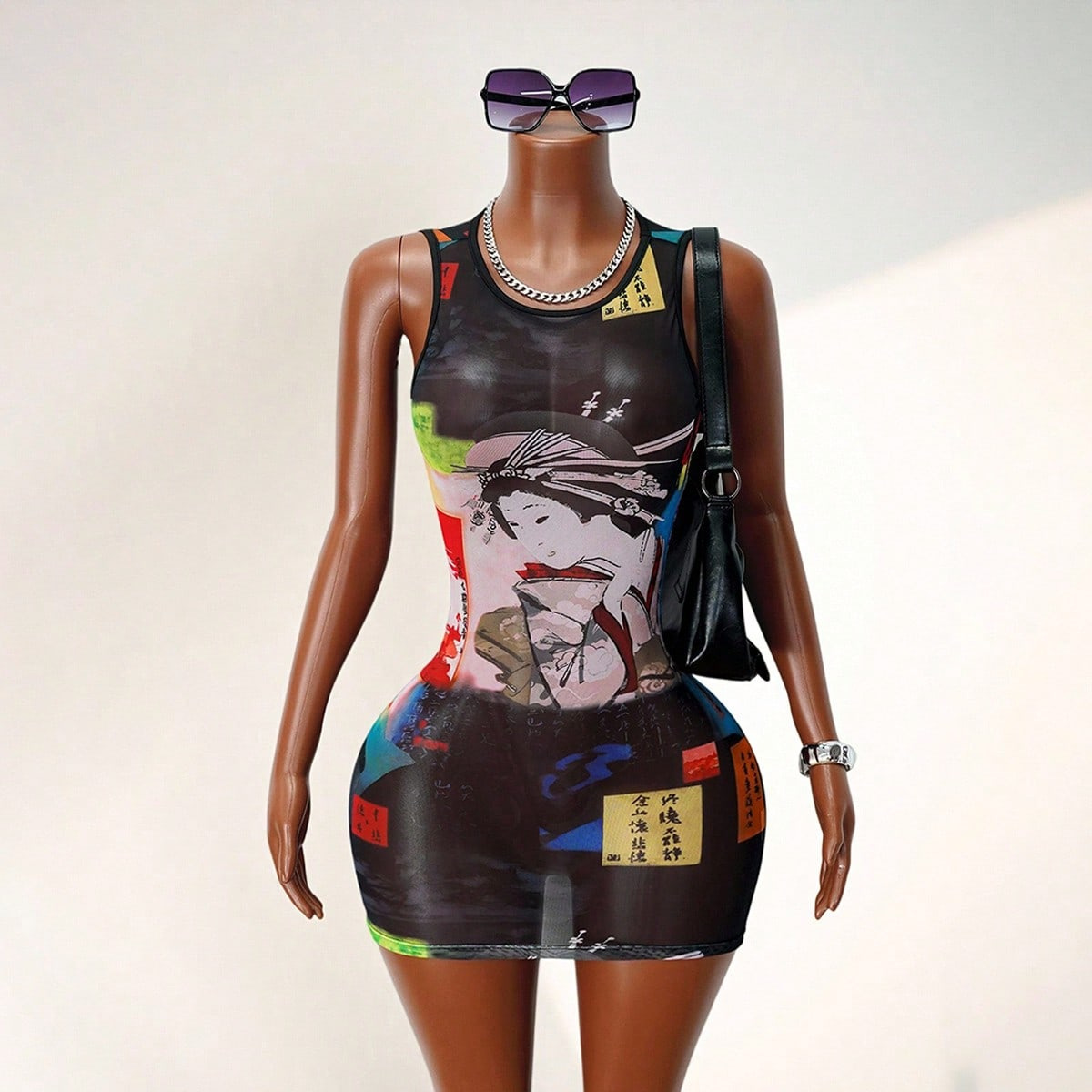 Breathable Mesh Lightweight Crew-Neck Sleeveless T-Shirt Vest Dress