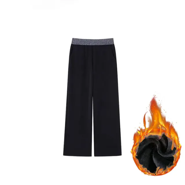 Women's AutumnWinter Fleece Lined Loose Effortless Style Sweatpants With A Slimming Effect For Pear Shaped Figures 5484 Black - Shop at LoveMi