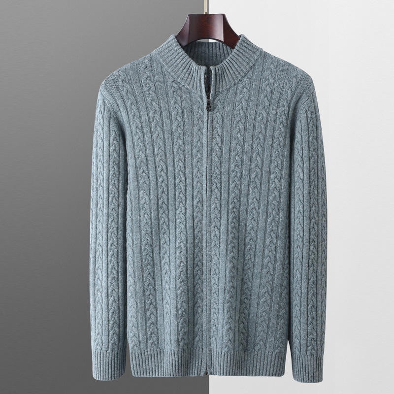 Woolen Sweater Men's Half-high Collar Zipper Top - Image 2