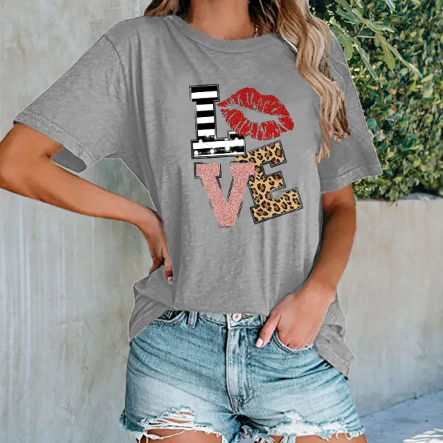 Printed Urban Casual T shirt Women Gray - Shop at LoveMi