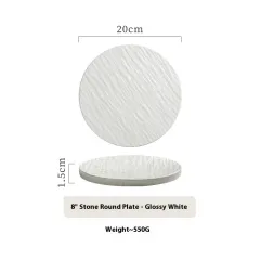 Porcelain Dinner Plate Household Hotel Steak Plate - 8Inches Bright White - View 1